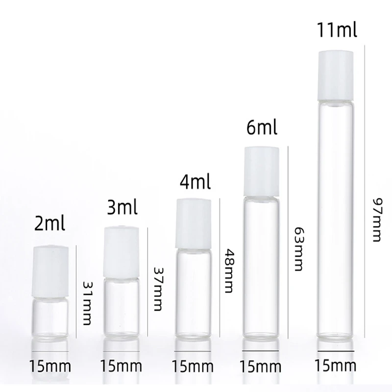 Wholesale  2ml 3ml 4ml 6ml 11ml Mini Tube Amber Clear Glass Roll On Bottle with  Gold Screw Cap For Serum Essential Oil Test