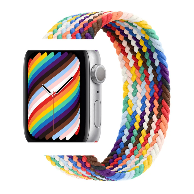 
Chinber 1:1 Copy Rainbow Elastic Nylon Braided Solo Loop Watchband for Apple Watch Band 