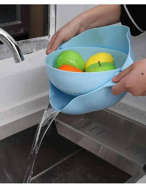 Double-layer reversible salad sink new Nordic draining basket eco-friendly plastic sink home use draining basket kitchen