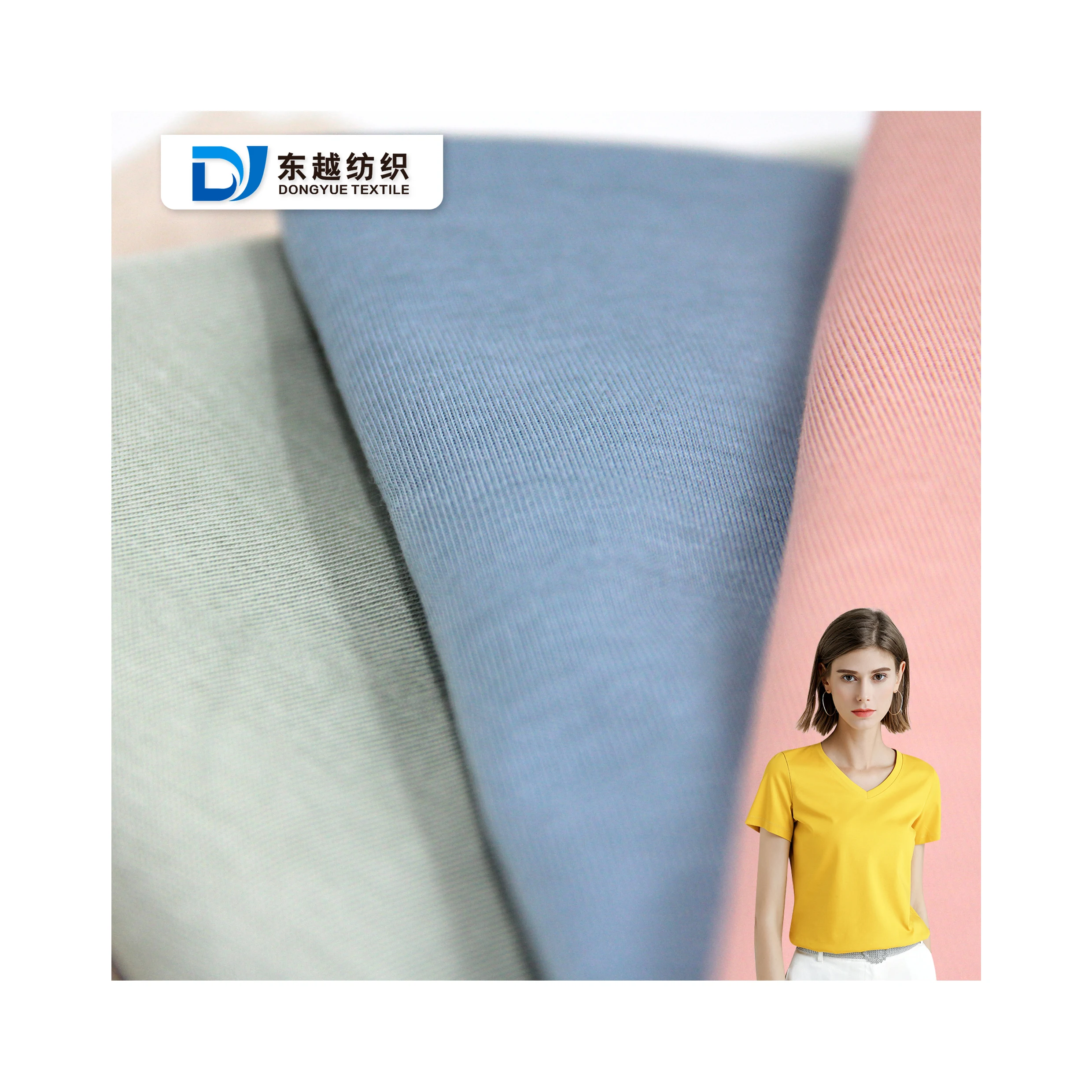 China Factory Supply 170gsm Knitted  65 Cotton 35 Polyester Fabric Single Jersey Cotton Plain Weave Fabric For T-shirt