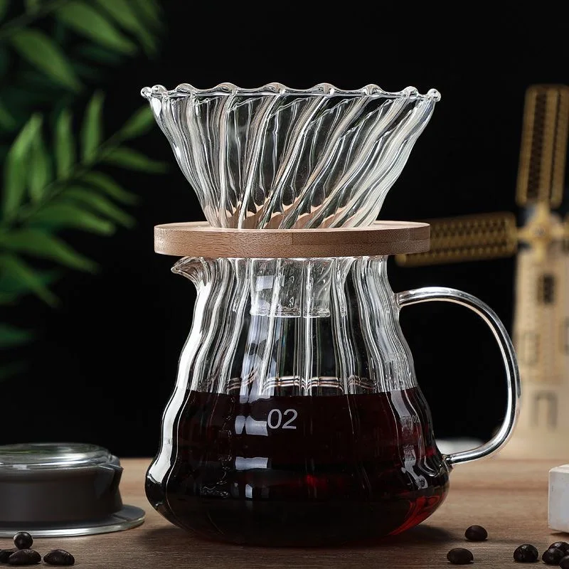 2024 borosilicate glass Coffee Pot Filter Makers Glass Pour Over Coffee Jug for Coffee Maker