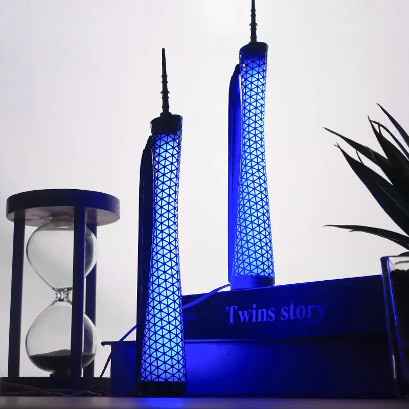 Custom Design 3D Metal Gifts Souvenir Eiffel Tower Twin Towers Laser Engraving LED Light China Canton Tower Replicate