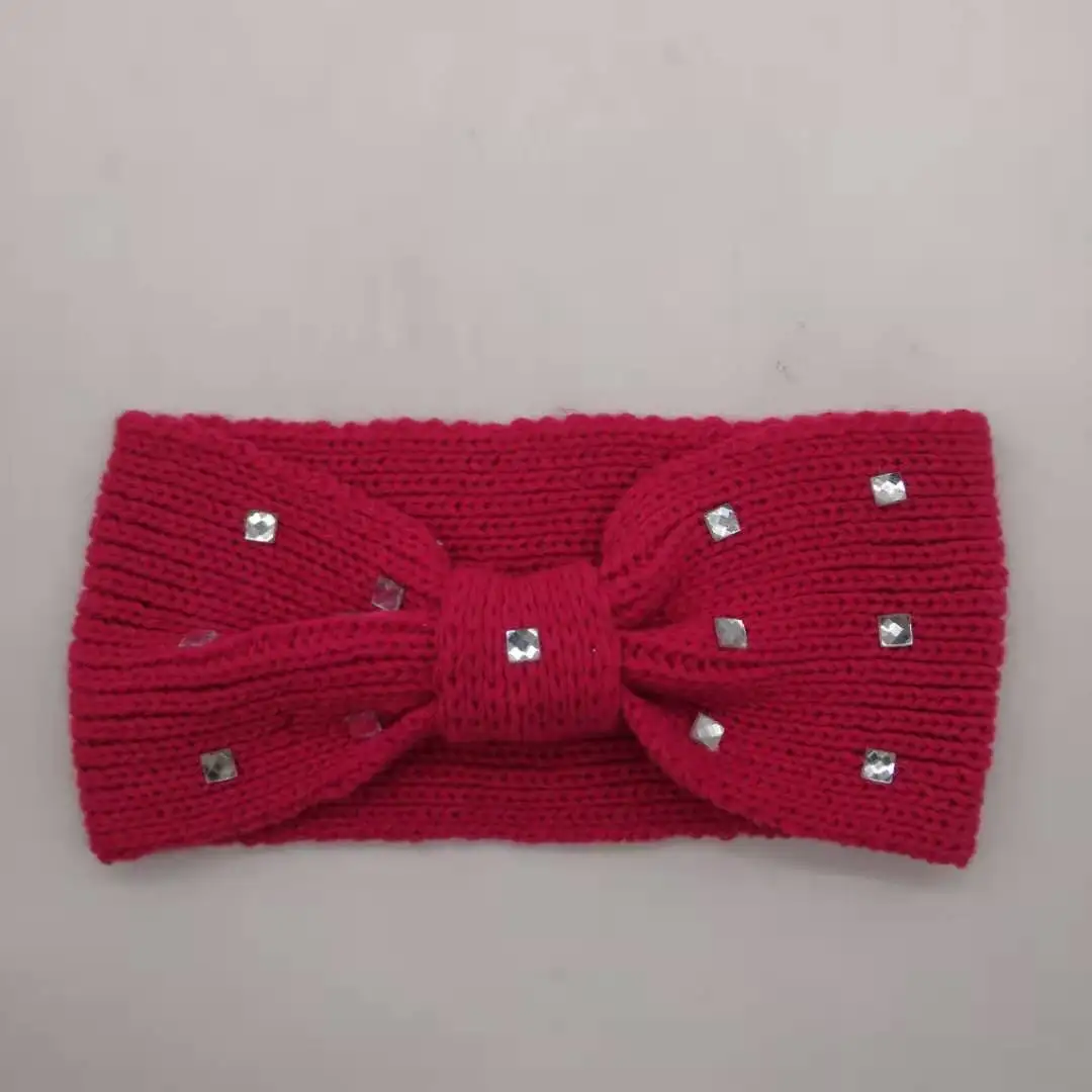 high quality hairband  beautiful knitted headband with  rhinestone  for ladies