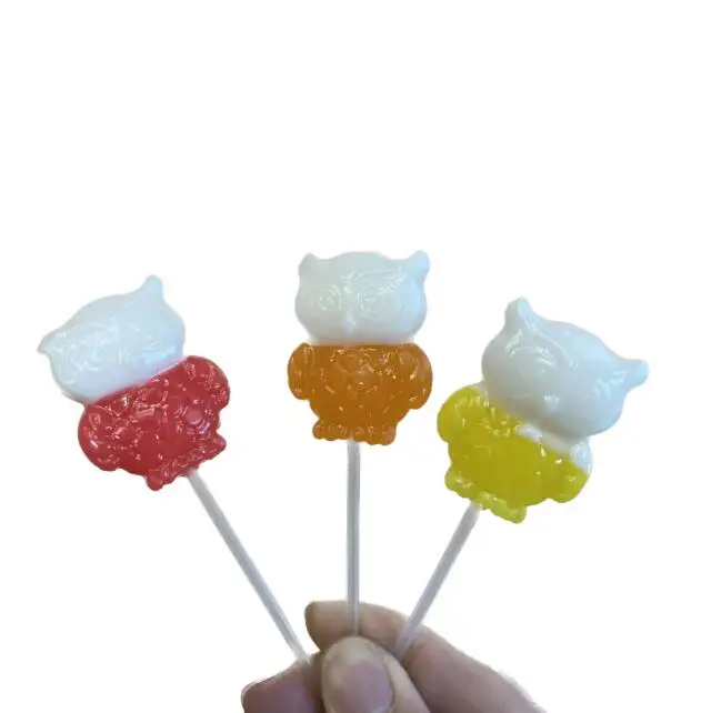 Craft OWLS Lollipop Candy Bottle Packaging Ball Hard Glucose Food Colors Gummy Candy Manufacturer India Sweet Fruity Flavor