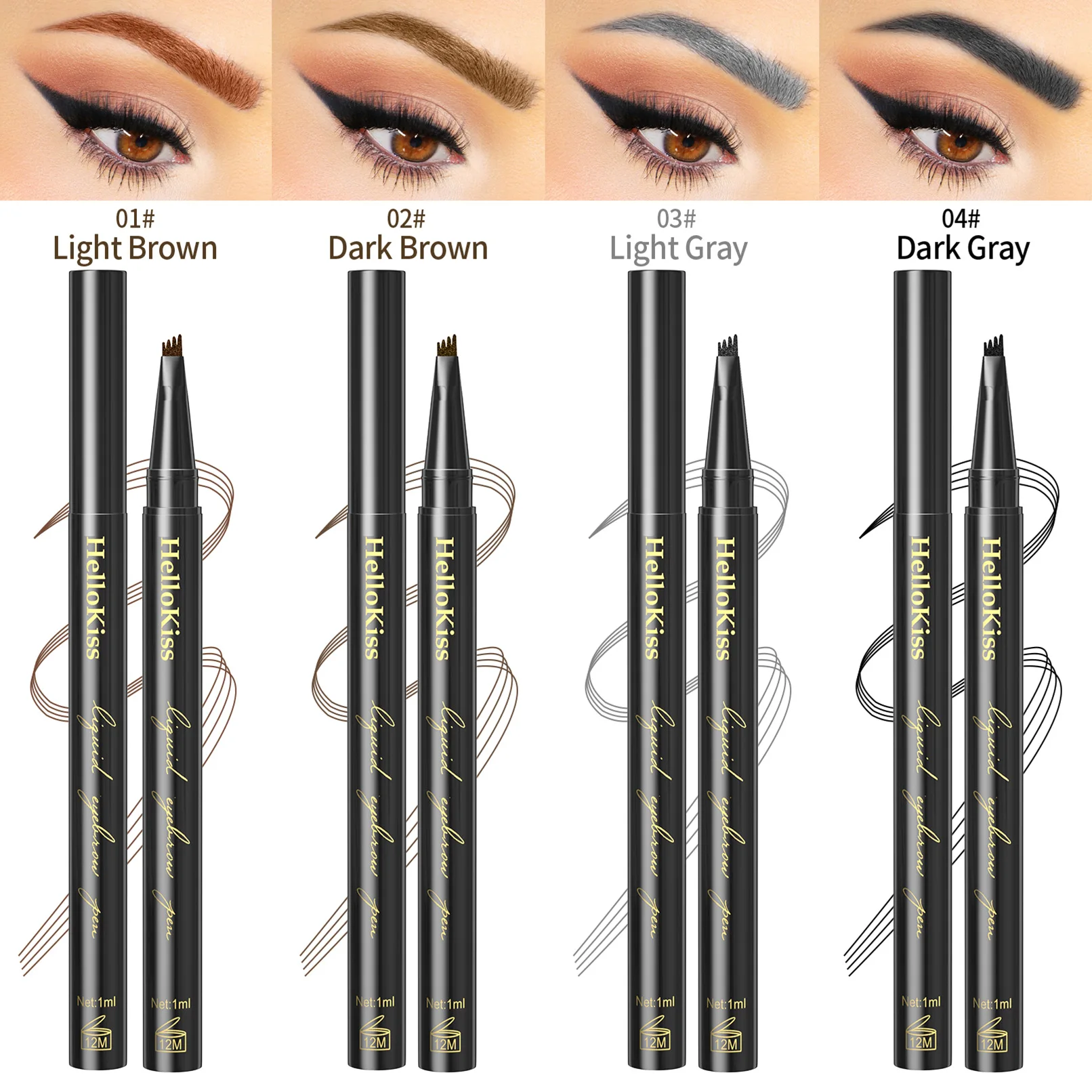 Wholesale Price Eyebrow Dye 4 Colors Eyebrow Enhancers Easy Remove 4 Fork Tip Eyebrow Tattoo Pencil