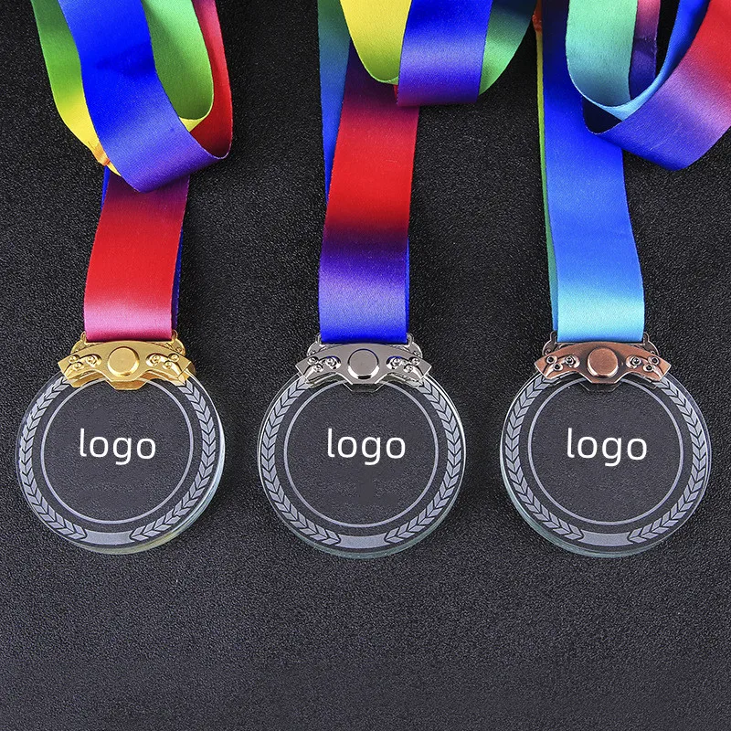 Crystal medal tag metal crystal medal badges custom-made school games medal gifts