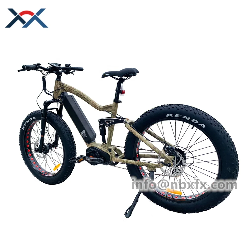 Big Power 1000W Mid Drive Electric Bicycle 21Ah Lithium Battery Full Suspension Ebike MTB Hunting Bike