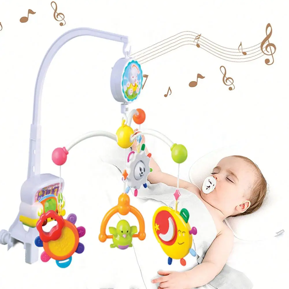 Custom Electric bell rattle rotate baby bed bell musical mobiles for bed baby musical crib mobile