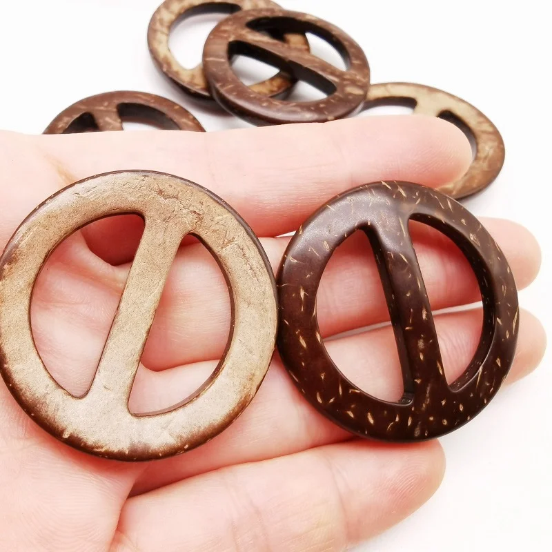 Natural Round Coconut Shell Buckle Belt Buckle Coat Coconut Shell Accessories