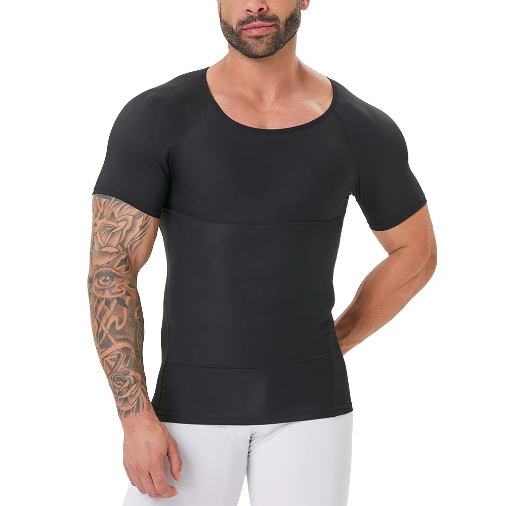 Hide Men Boobs Gynecomastia Compression Shirts Short Sleeve Body Shaper For Men
