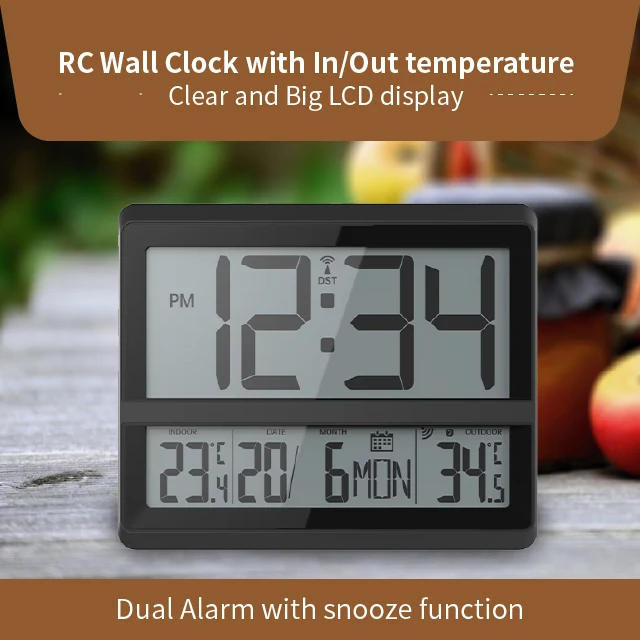 Best Price Morden Style RCC Clock Multi Function Digital Clock RC Wall Clock With In/Out Temperature