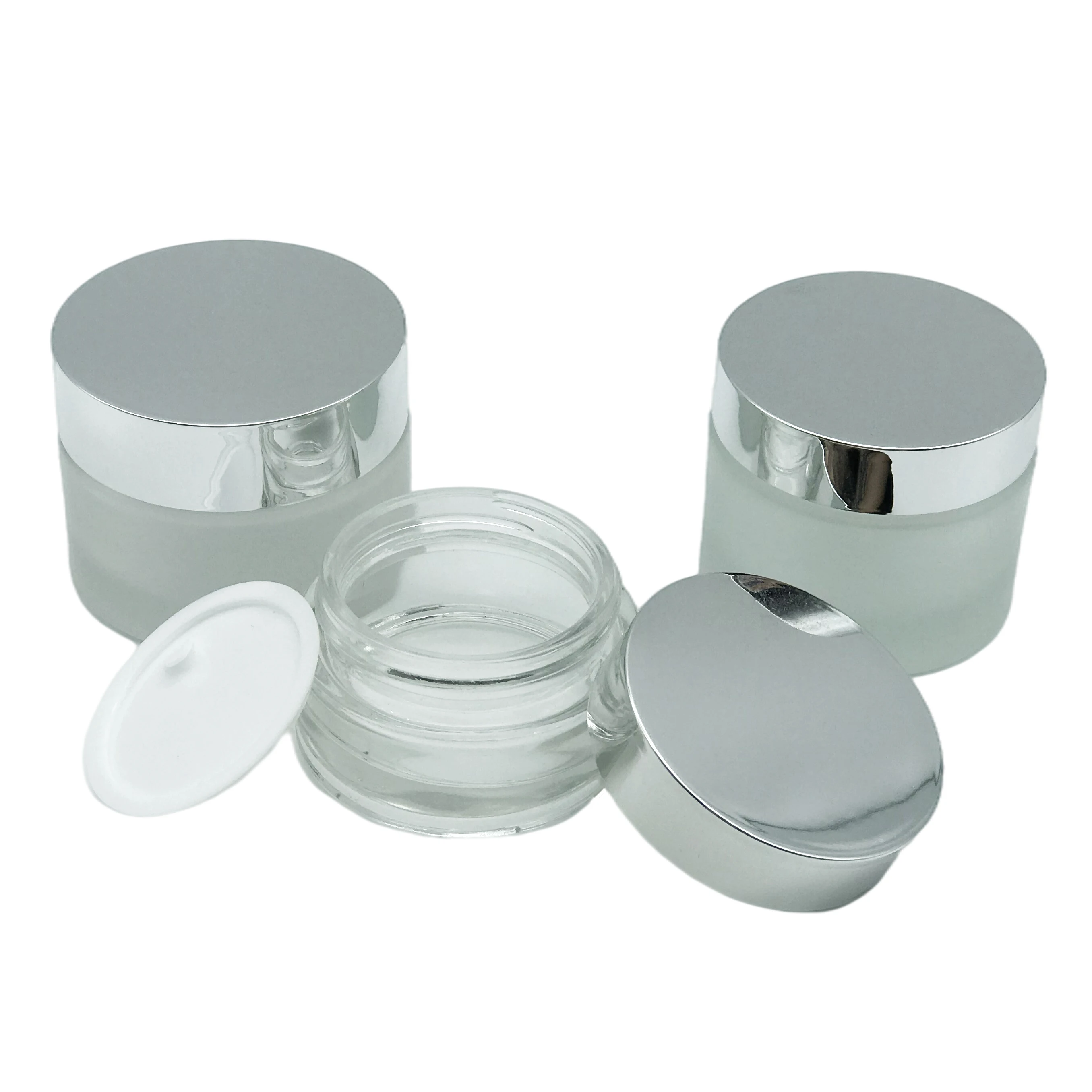 Custom 30g 50g frosted glass cosmetic jars facial cream jar containers and packaging