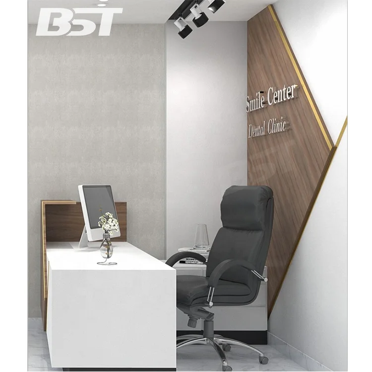 Luxury Design Wooden Decorate Dental Clinic Office Checkout Cashier Cash Counter Desk