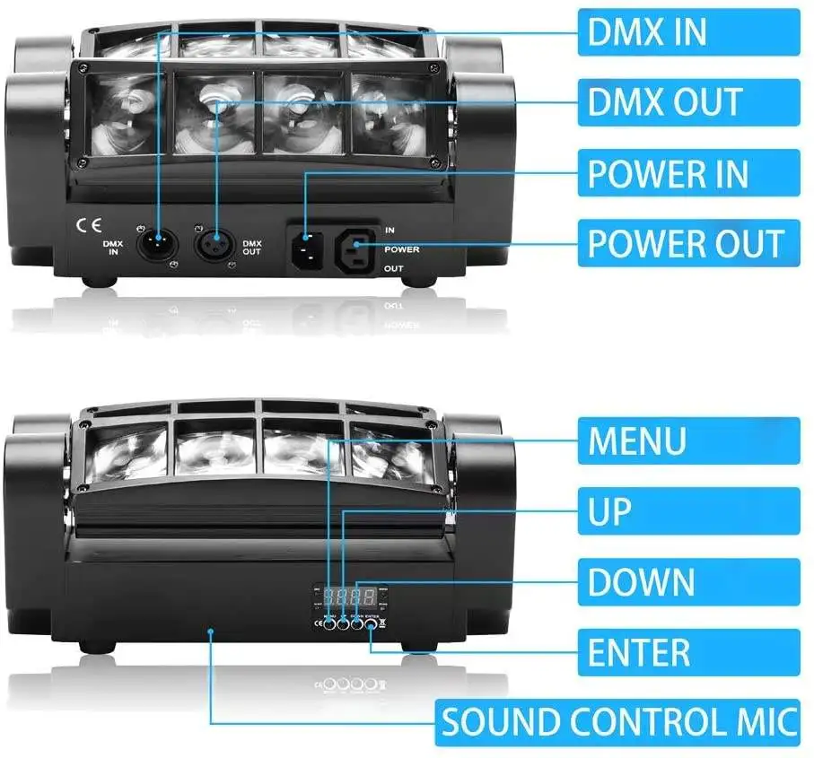 Смарт Вечеринка фестиваль диско шоу свадьба Rgb сценическое освещение Dmx512 Звуковое управление микрофон Rgbw движущаяся головка Dj