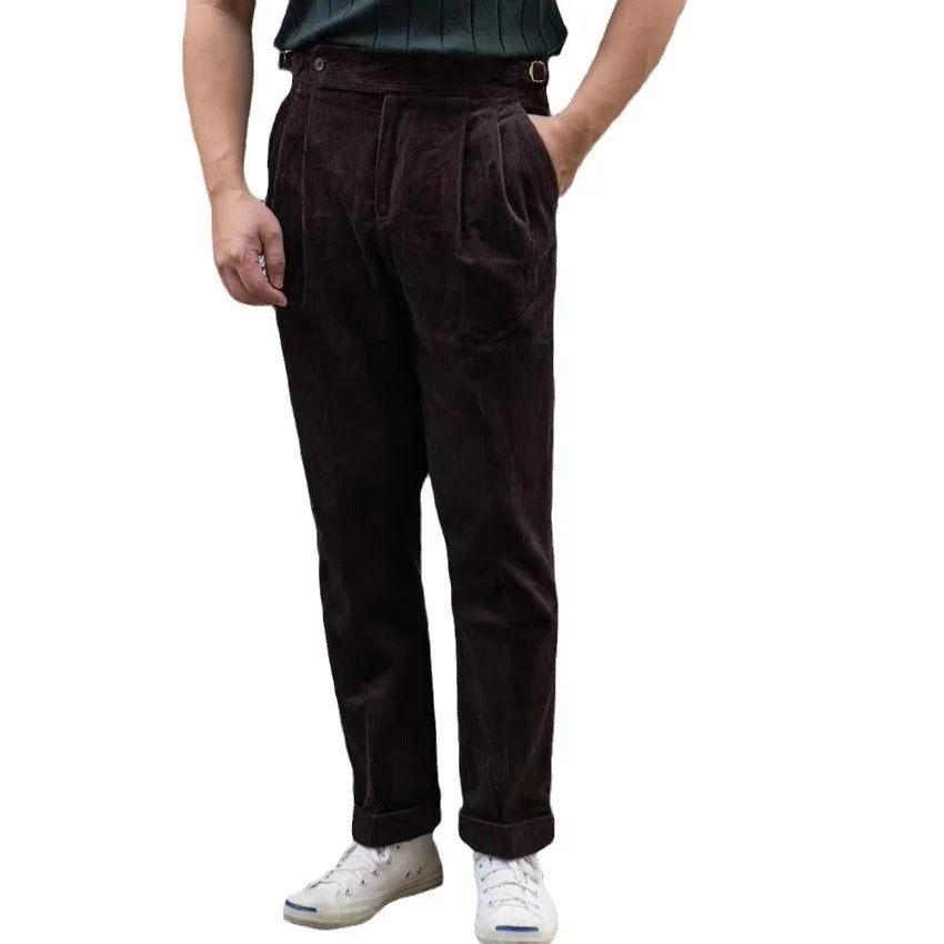 New Naples small trousers new spring and autumn British thin Paris buckle commuter business leisure straight