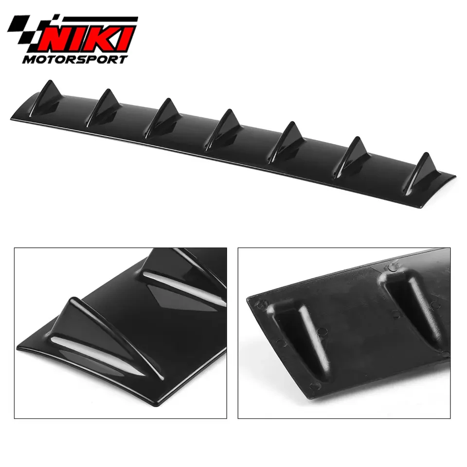 ABS Universal Car Lower Rear  Bumper Lip Diffuser Spoiler 7 Fin Car Back Bumper Lip Deflector Splitter
