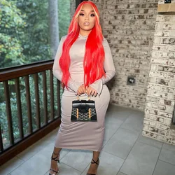 Solid Hooded Casual Soft Midi Dress Women 2022 Long Sleeve Autumn Winter Clothes Wholesale Boutique Elegant Apparel