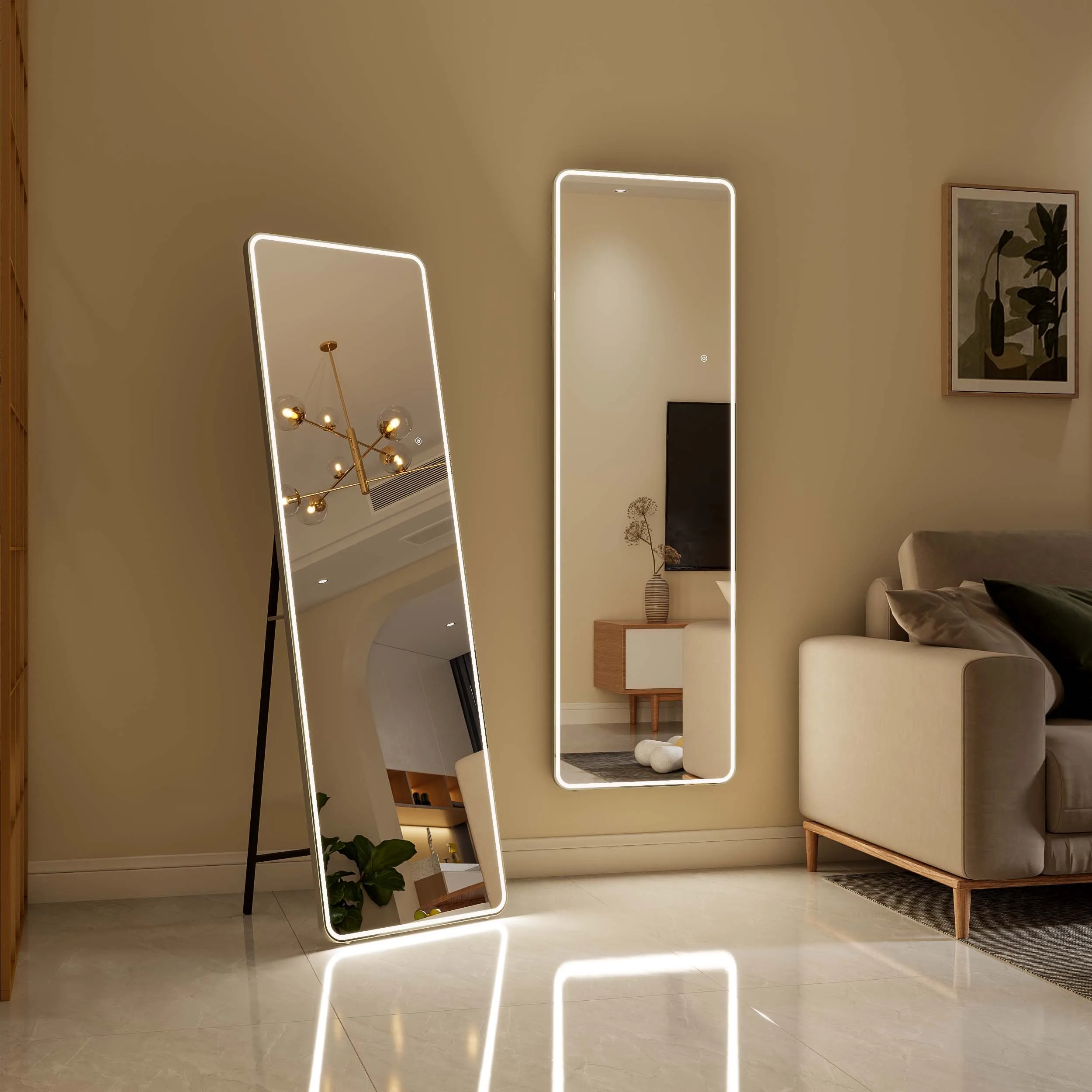 Modern Supplier Custom Wall Hair Salon Large Size Adjustable Body Led Dressing With Light Full Length Floor Decorative Mirror