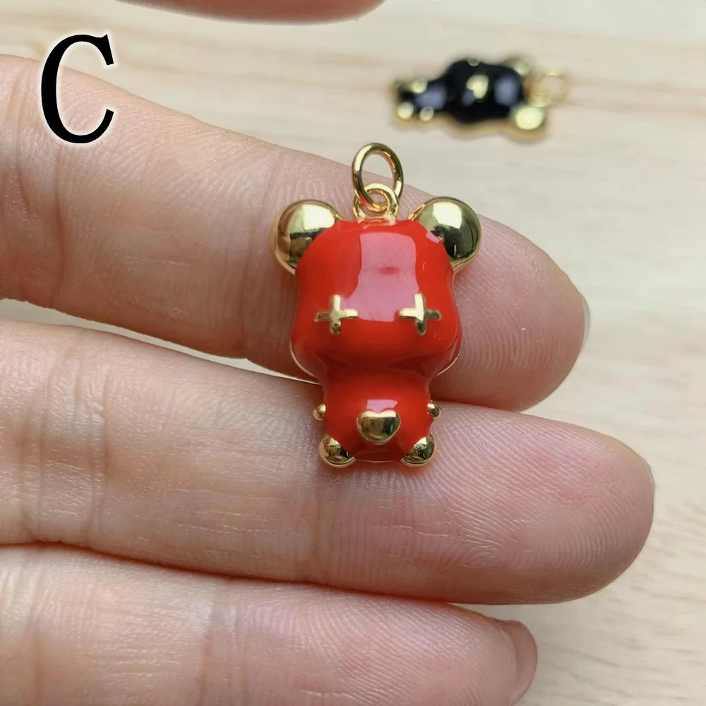 Wholesale Custom High Quality Colorful Enamel Bear Pendants Charms For Making Jewelry DIY Necklace Earrings