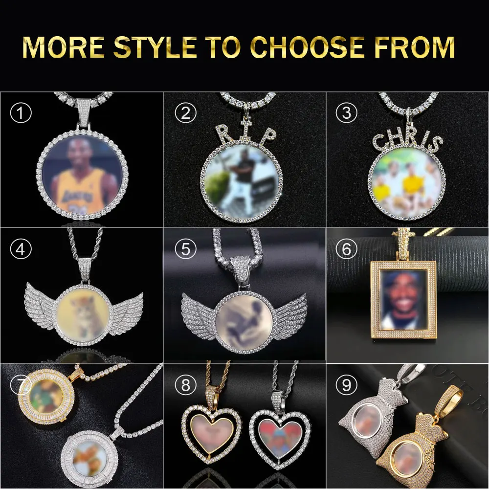 Factory Wholesale VVS Moissanite Circle Pendants Round 925 Silver Men Memory Photos Picture Pendant Charm Jewelry Manufacturer