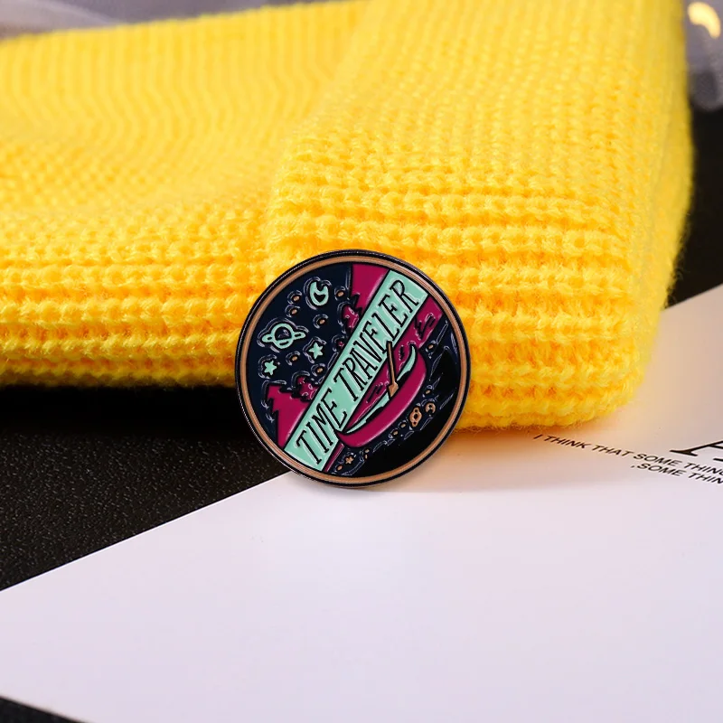 Time Traveler Lapel Pin Sci fi Space Brooch Great Gift for Adventure Friends