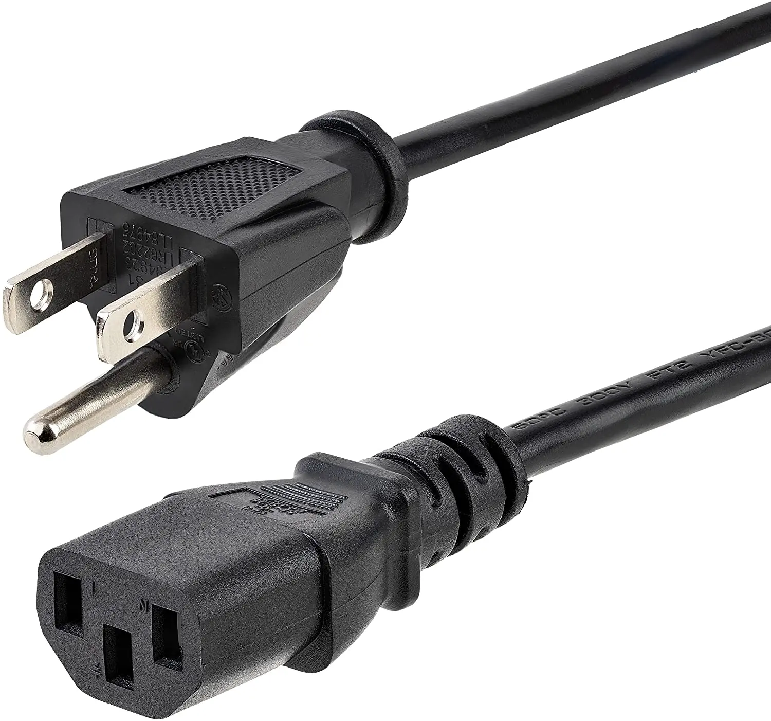 Top quality Power Cord 3 Prong Us Ac  5-15P To C13 Durable Lockable 1.5M 10A 250V Power Cord For Laptop