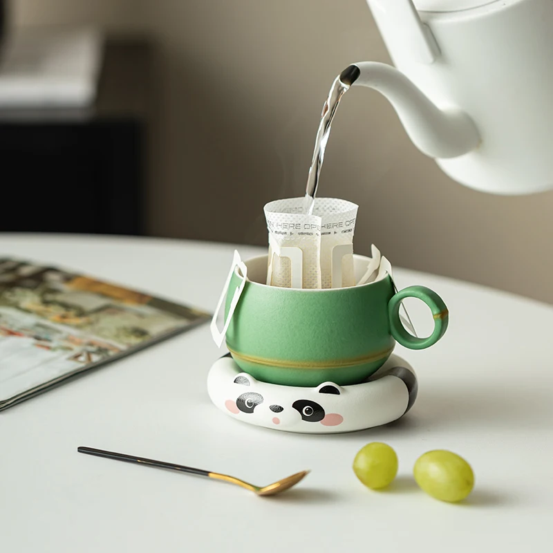 Cute Panda Kung Fu Tea Cup Set Traditional Chinese Design Ceramic Office and Home Coffee Drink Cup