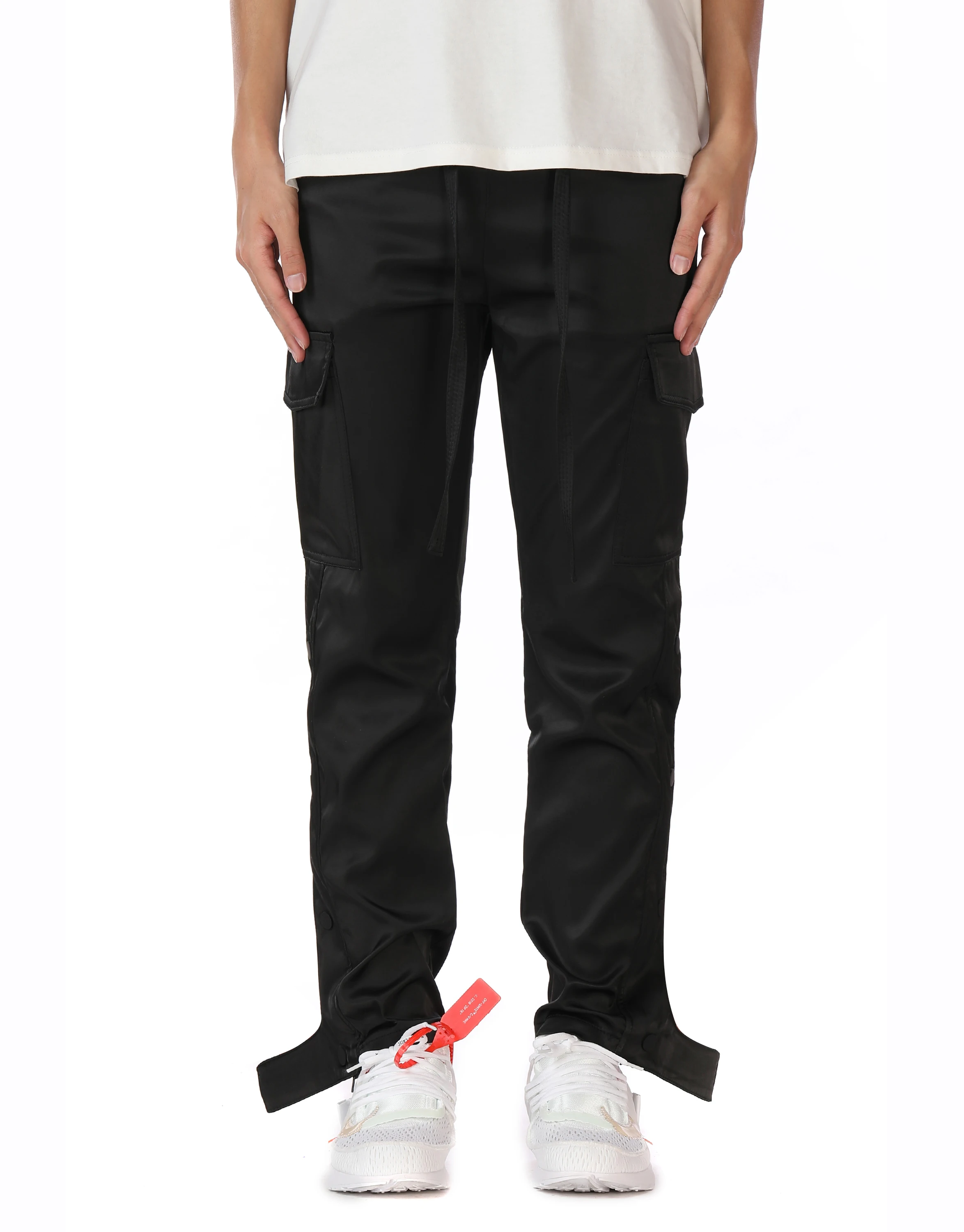 Брюки-карго мужские повседневные, нейлоновые штаны с боковыми кнопками, на завязках