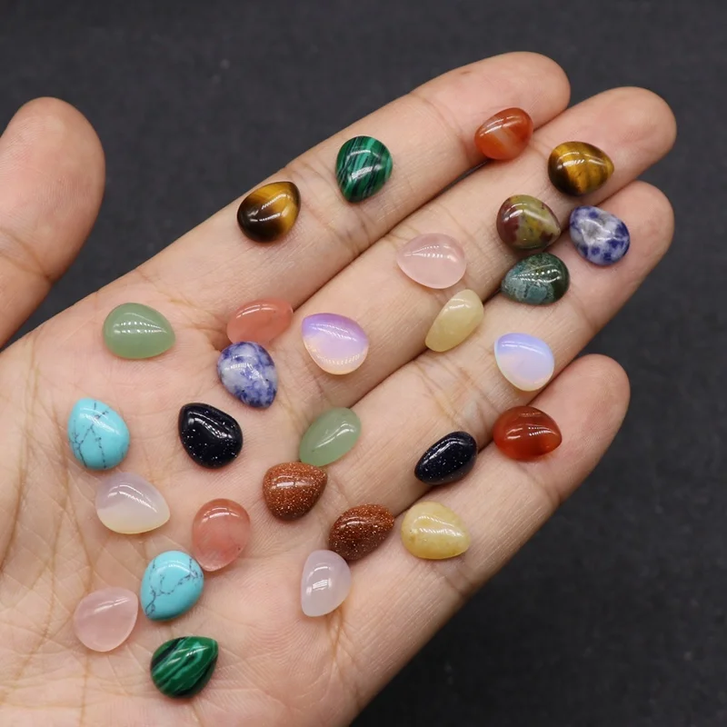 Natural Gemstone 8X10mm drop half cut Cabochon loose bead quartz agate no hole Cabochon beads for Ornament material