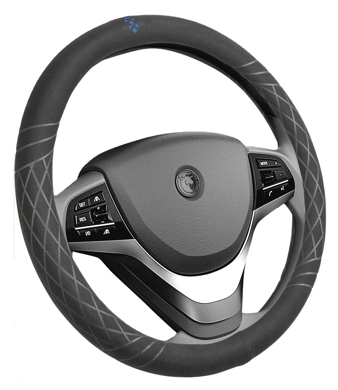 MELCO 24106 WH 15-inch Non-Slip Car Interior Fitting Car Suede PU Leather Universal Fit Alcantara Sports Steering Wheel Cover