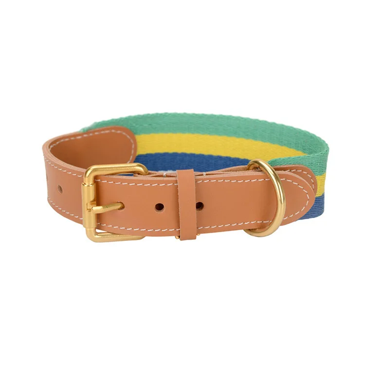 Wholesale New High-quality Hardware Leather Woven Belt Walking Training Personalized Leather Pet Collars Leashes for Dog