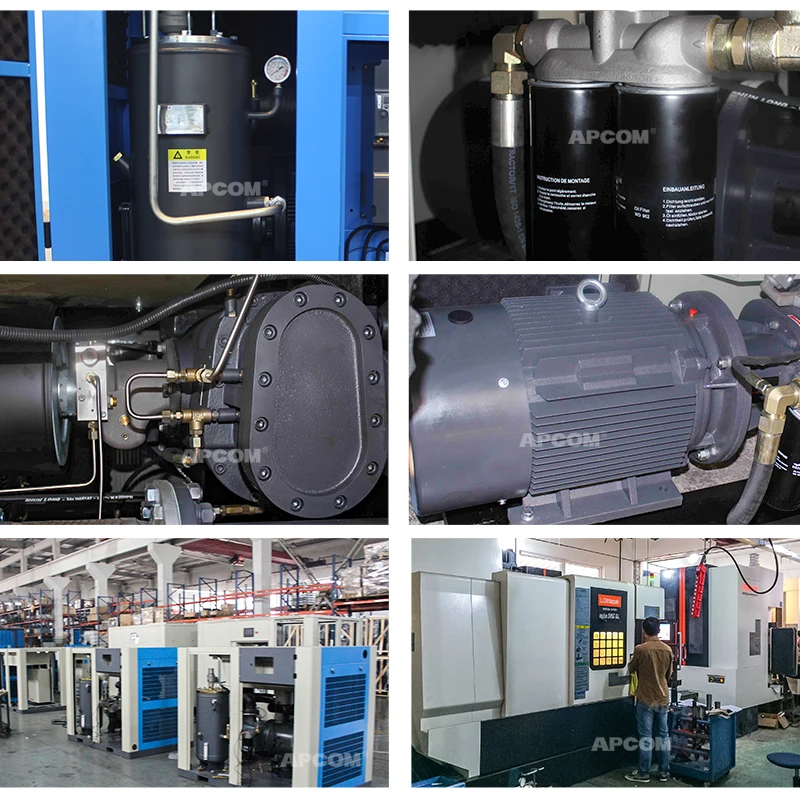 H APCOM 45kw Gas Air Compressor de ar Industrial 45 kw 75kw 90kw 60hp 100hp Pm Vfd Screw AirCompressor 8bar 10bar 13bar 400cfm