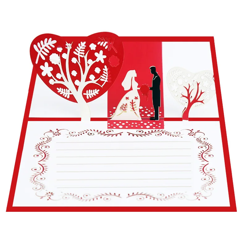 Creative Suburban Wedding  3D Pop Up  Postcard Wedding Invitation Gift Greeting Card
