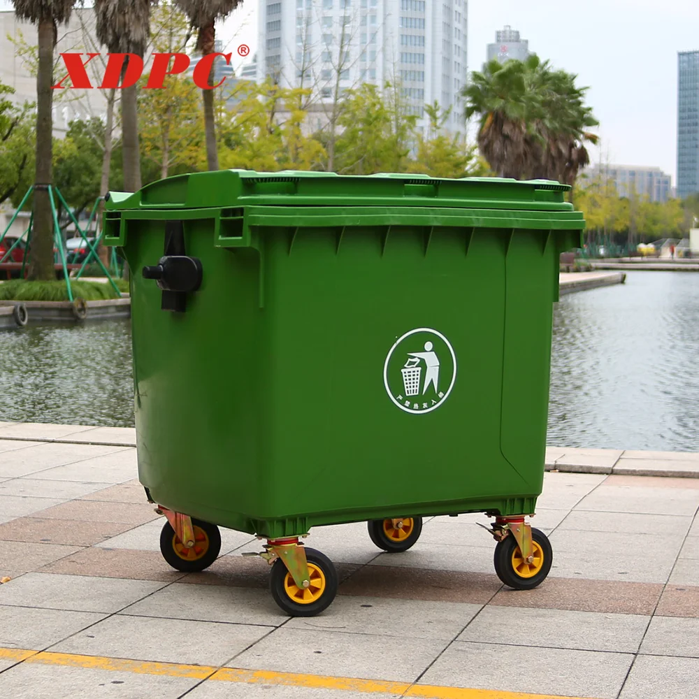 1100 liter dustbin plastic 4 wheel outdoor garbage wheelie bin dustbin garden rubbish carts with