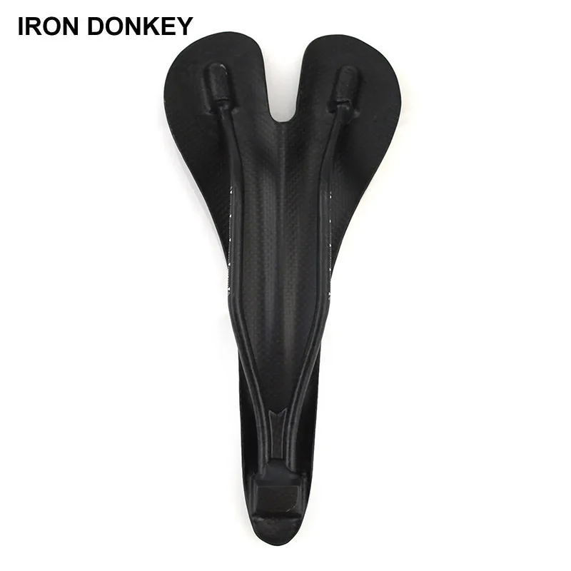 IRONDONKEY All-Weather Leather Bike Seat Soft Non-Standard Mountain Road Bicycle Saddle Hollow Design Carbon Fiber Cushion