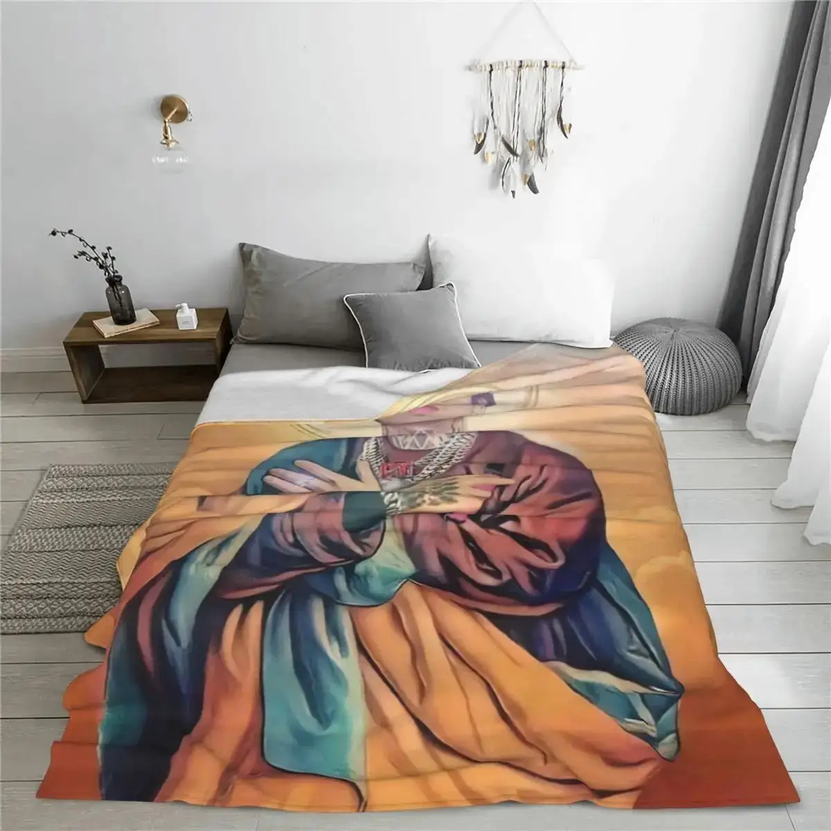 N-Natanael Canos Blanket Singer Funny Jesus Travel Office Flannel Throw Blanket Warm Soft Outdoor Custom Bedspread Gift