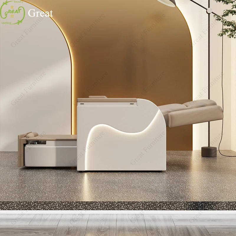 High end modern salon equipment foot manicure spa chair electric massage 180 degree recline pedicure chair