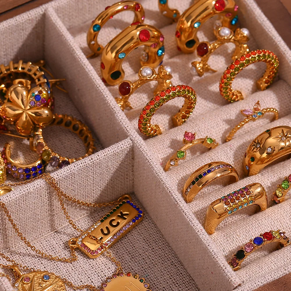 Заводская оптовая продажа из нержавеющей стали с покрытием 24K золота модные ювелирные изделия кольца ожерелья серьги для вечеринок и свадеб