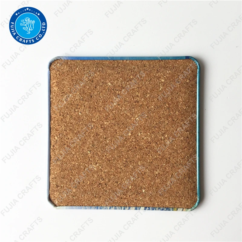 Square Custom Printing Logo Coffee Tea Beer Mug Cup Sublimation Metal Cork Coasters for Drinks