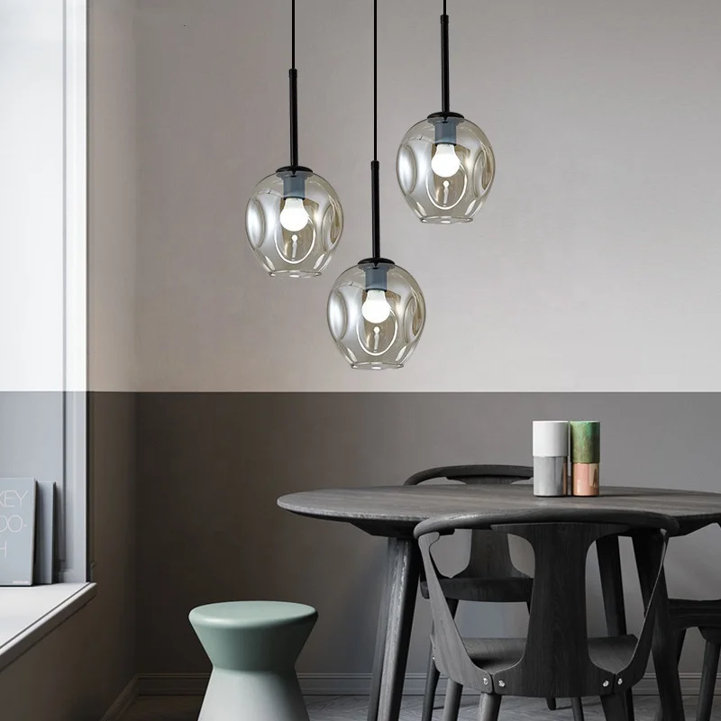 Modern minimalist coffee bar glass pendant lamps clothing store restaurant 3 glass pendant lighting