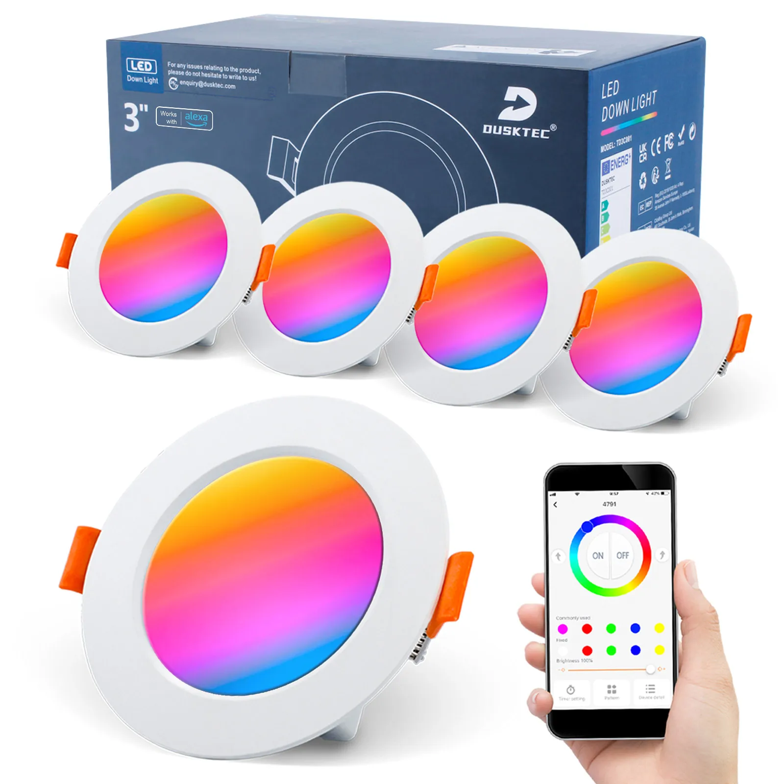 DUSKTEC 3 дюйма 4 6 Вт 12 CCT встраиваемый потолок Rgbw Rgb светодиодные светильники умные