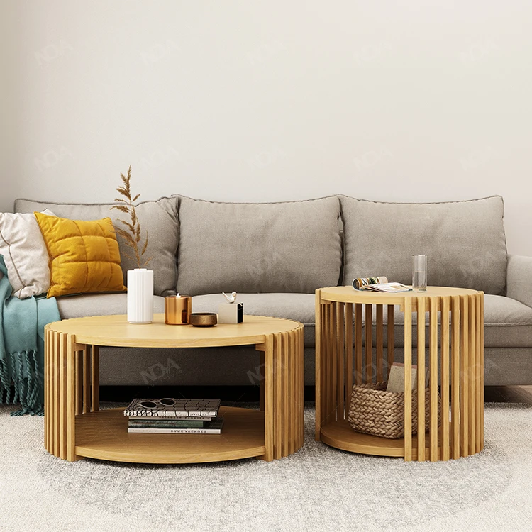 New Luka Series Modern Style Round Solid Wood Coffee Tea Table for Home Living Room Furniture Leisure Central End Shelf