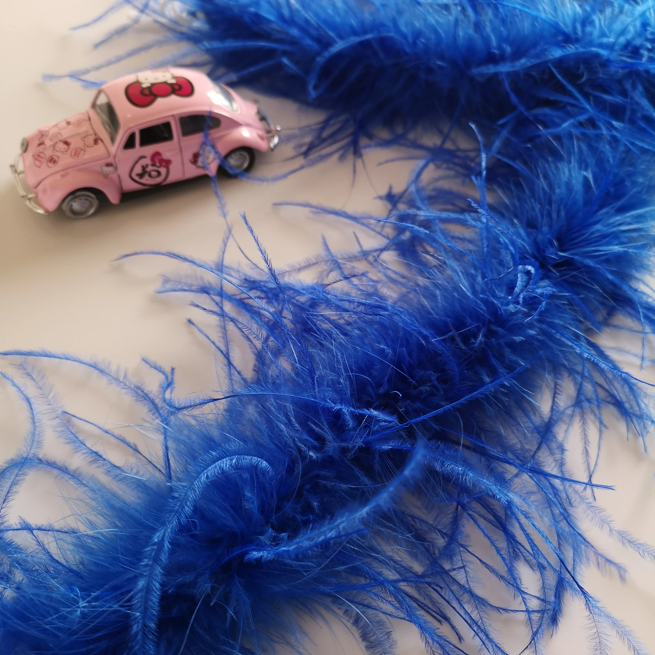 10-12cm Width Customized Luxury Ostrich Feather Trim Blue Fluffy 8-10Fringe Ostrich Feathers