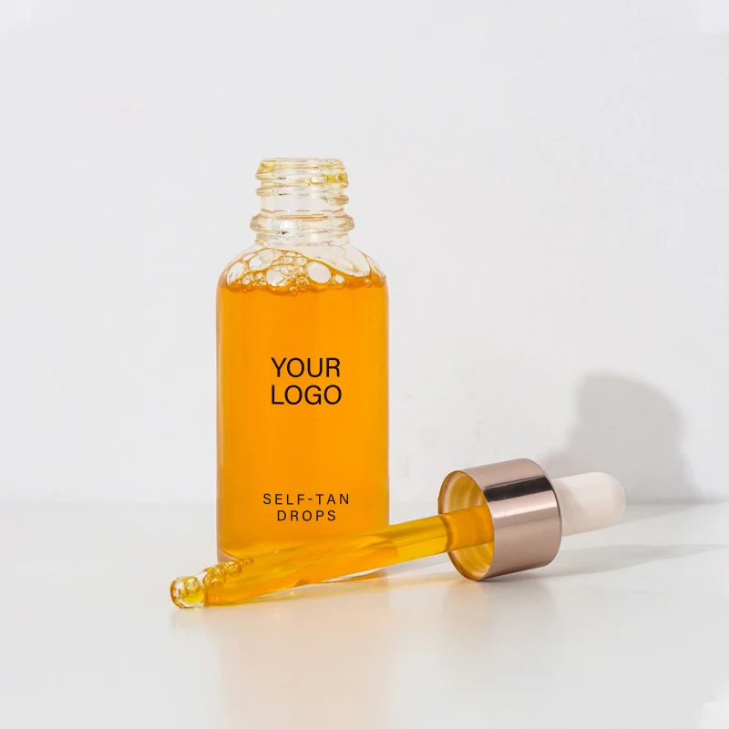 Private Label 100% Natural Self Tan Face Drops Tan Oil instant brown skin tan drops