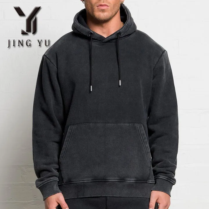 Dongguan city jingyu apparel co. ltd custom high quality wholesale plain black blanket oversized acid wash hoodie