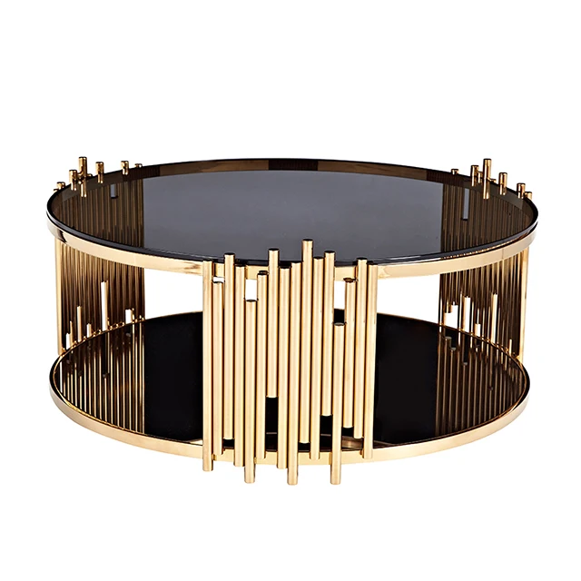 Hot selling Luxury furniture Coffee Table Set Stainless Steel Round coffee table for living room