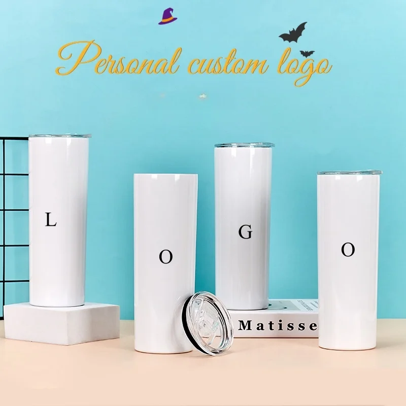 Christmas Gift Custom USA Stock/Fast delivery 20oz Double Wall Straight Blanks Stainless Steel Cup Sublimation Tumblers Straw