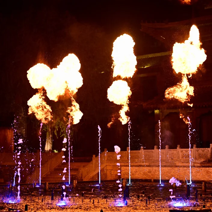 Water Show Fountain With Fire Music Fountain