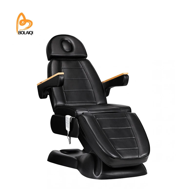 BOLAIQI cheap massage table cosmetic bed beauty salon facial bed all black electric adjustable massage table