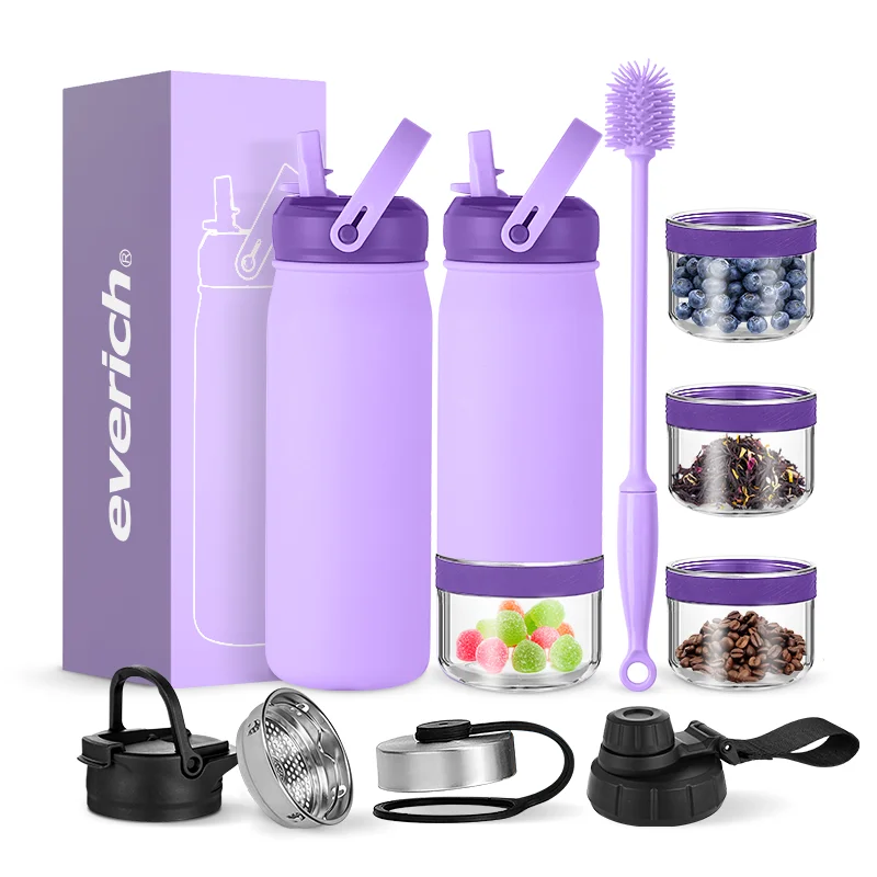 Promotional Double Wall Stainless Steel Sport Water Bottle Insulated Vacuum FlaskSeparate Storage Bottle Water stainless infuser